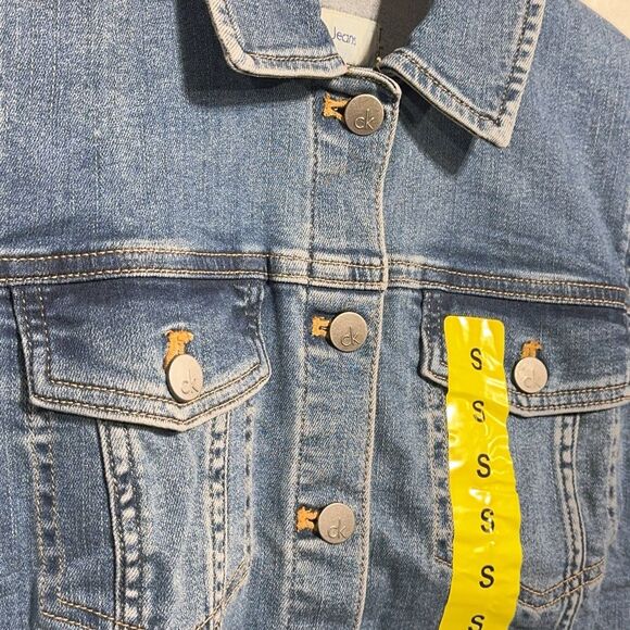 Calvin Klein Women’s S Jeans Classic Trucker Jacket Moonlight Dust Stretch Denim - Picture 4 of 16